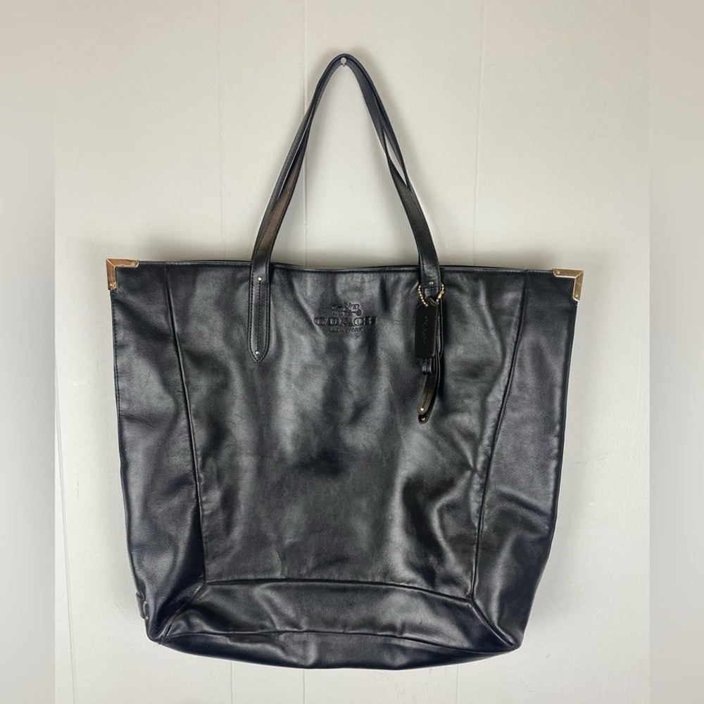 Coach Black Leather tote Bag
